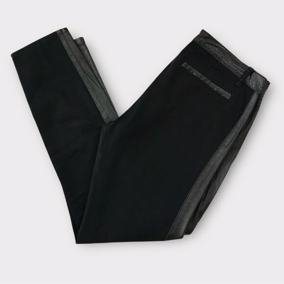 Tory Burch Black Denim & Leather Panels Skinny Jeans Dressy - Picture 4 of 10